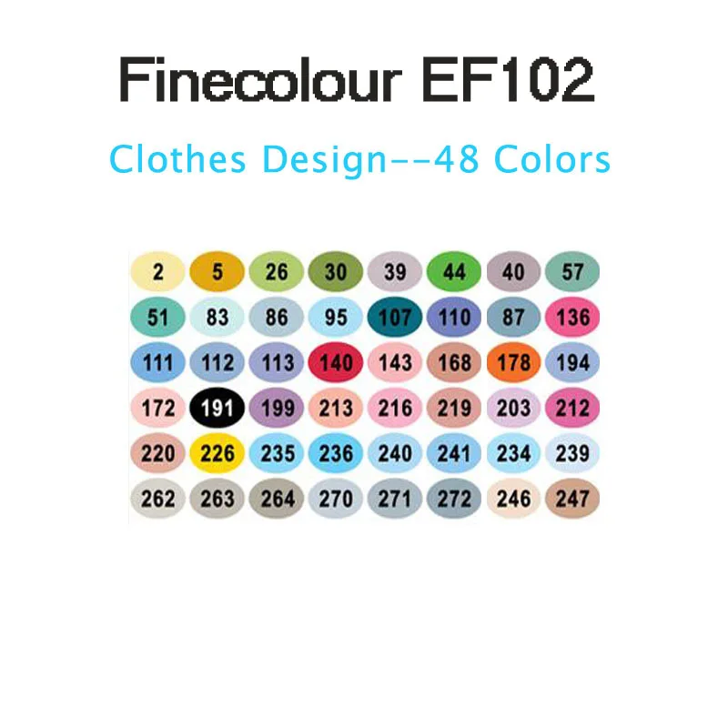 Finecolour EF102 двухсторонняя кисть для рисования 36/72/160 мягкая фломастера рисовать Архитектура/одежда/Промышленность/Дизайн интерьера - Цвет: 48  clothes EF102
