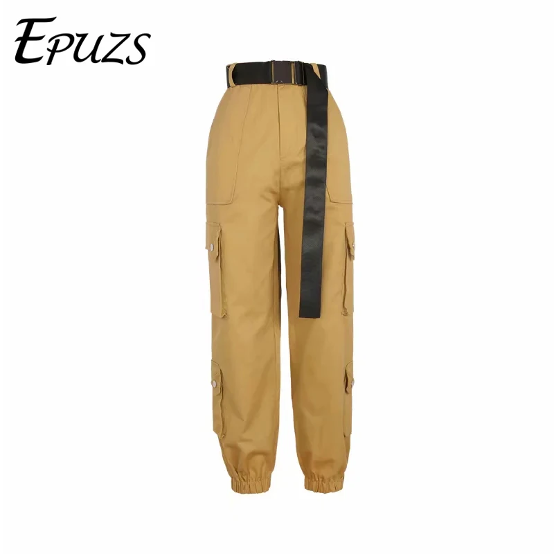 Женские камуфляжные брюки-карго с поясом на осень уличные длинные брюки высокой