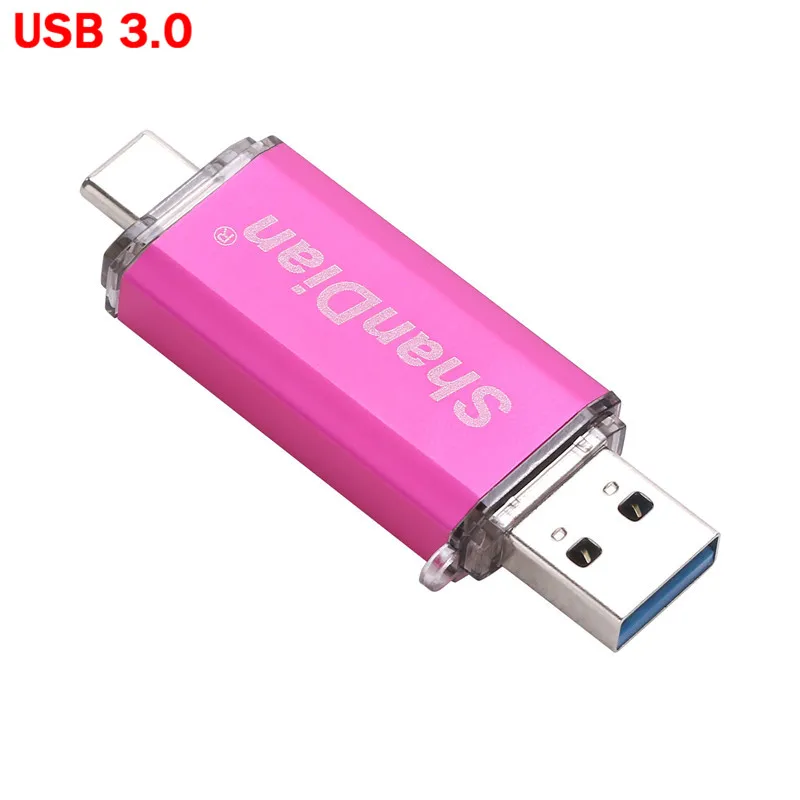SHANDIAN торговля логотип клиента тип-c 3,1 usb флеш-накопитель Флешка 8 г 16 г 32 г 64 г Флешка карта памяти для телефонов android - Цвет: Pink