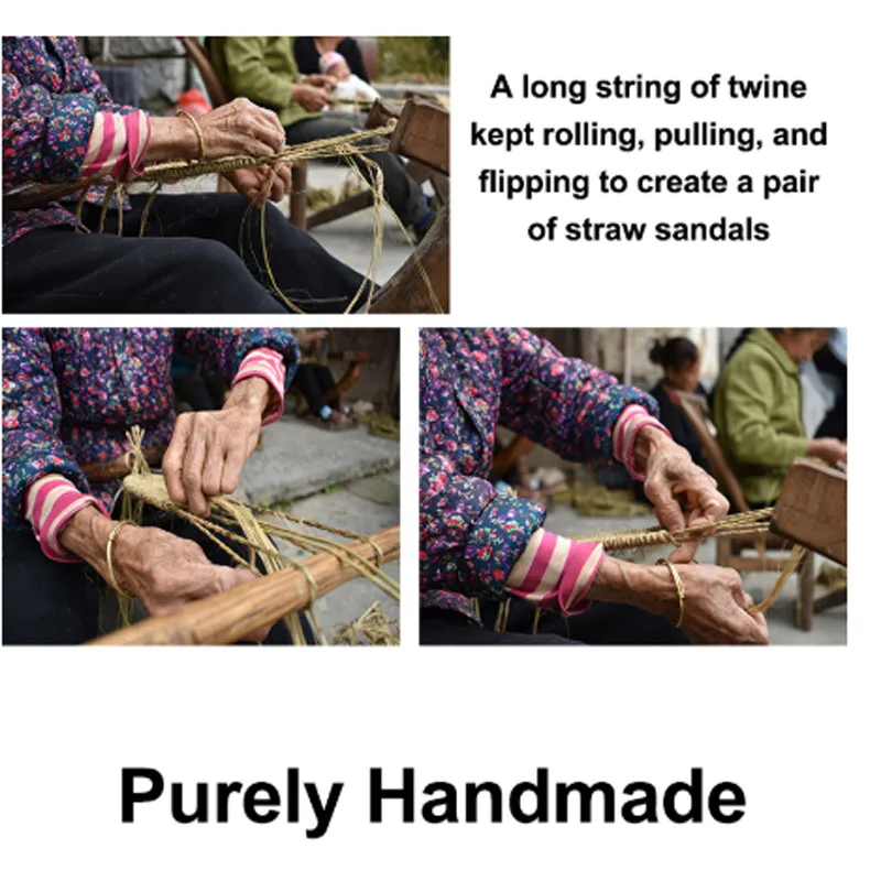 Плетеная обувь ручной работы Мужские шлепанцы Новинка Льняная пляжная унисекс