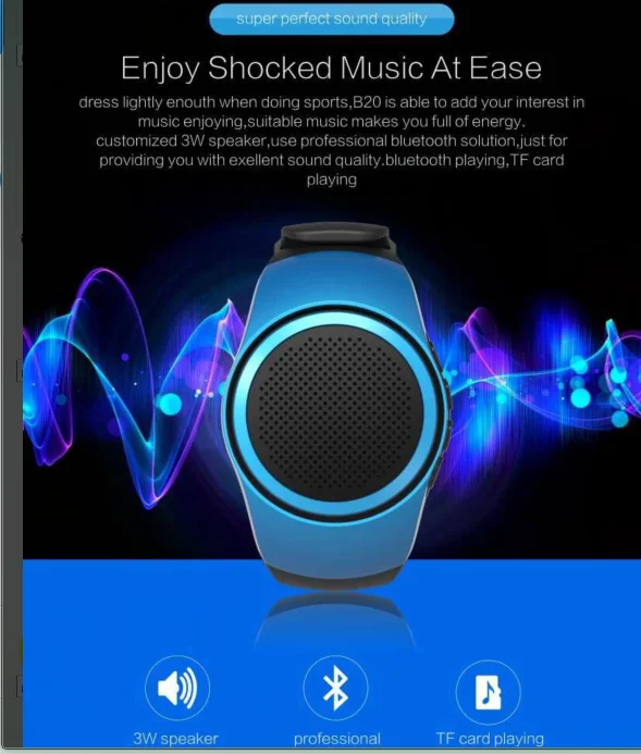 Ubit B20 Bluetooth спортивные музыкальные часы портативные мини часы Bluetooth 2,1+ EDR спортивный динамик TF карта FM аудио радио динамик s mp3