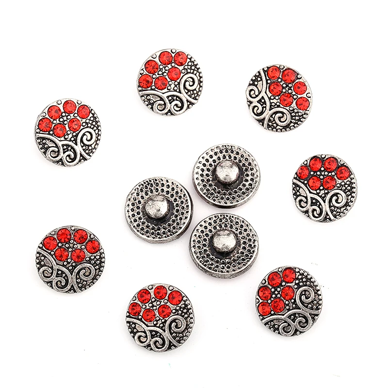 6 шт./лот резные оснастку Кнопки металлическими стразами камень изделия Fit 12 мм DIY