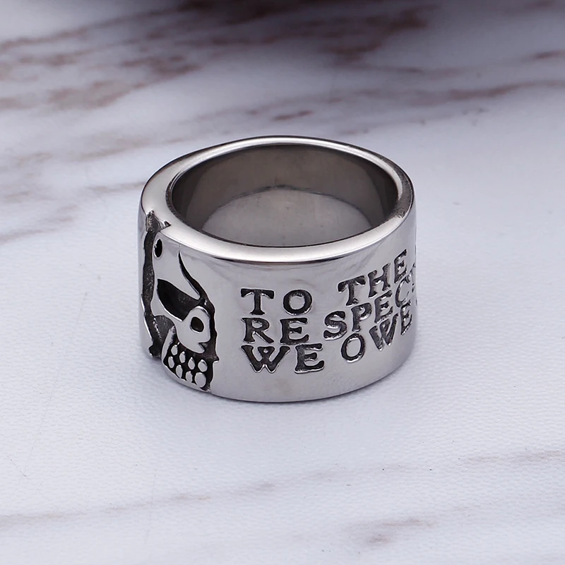 

HaoYi Punk Style Metal Motor Biker Men's Rings Stainless Steel Vintage Skull Finger Rings Fashion Jewelry