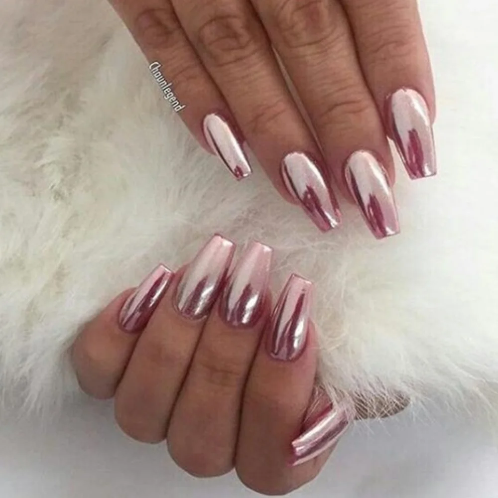 Розовое золото хромированный пигмент лак для ногтей зеркальный порошок