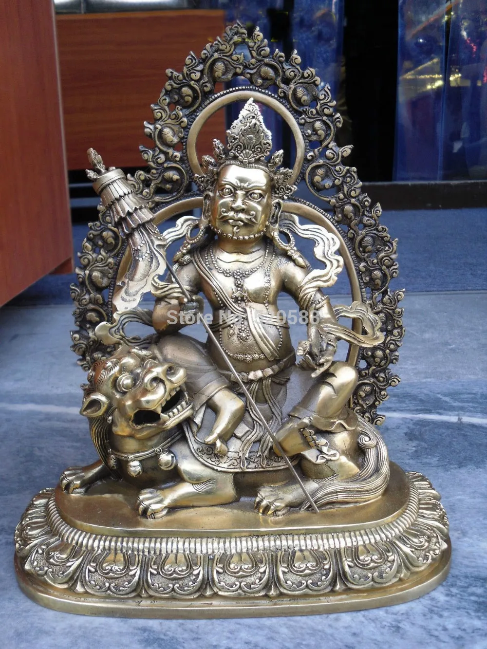 

34 cm tall Tibetan Buddhist bronze KUBERA EINZIGARTIG The god of wealth