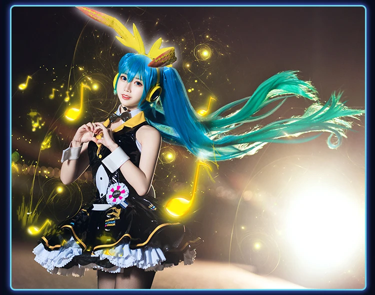 CosplayLove Vocaloid Мику Банни девушка косплей костюм черное платье для женщин Хэллоуин Рождество