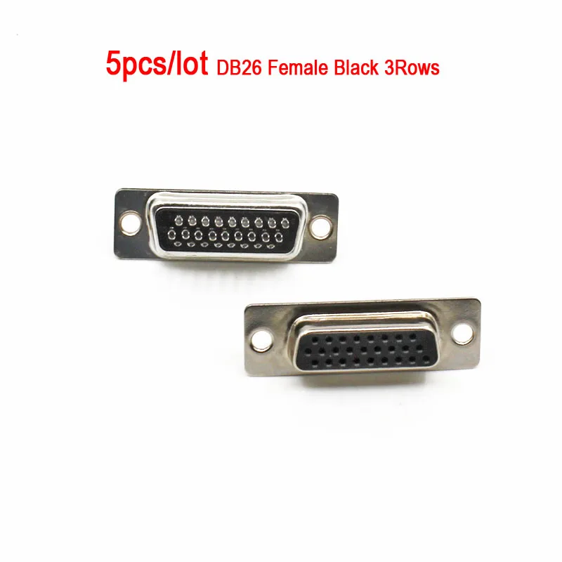 DB26F-3R-BK-5pcs DB25 DB26 25P 26P параллельно-последовательный порт Женский Мужской провод припоя Разъем VGA адаптер Пластиковый металлический корпус крышка - Цвет: DB26F-3R-BK-5pcs