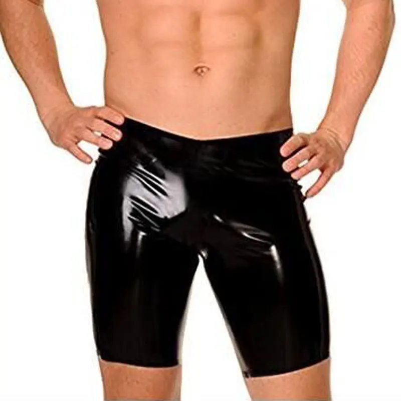 

Sexy Men Plus Size Wild PVC Faux Leather Hot Shorts Stage Boxer Wetlook Clubwear Jockstrap Fetish Gay Wear Erotic lingerie F18