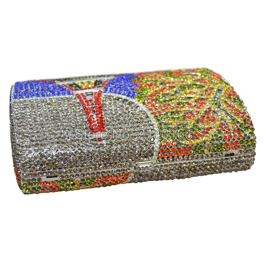 Радужная дизайнерская сумка с Эйфелевой башней украшенная кристаллами