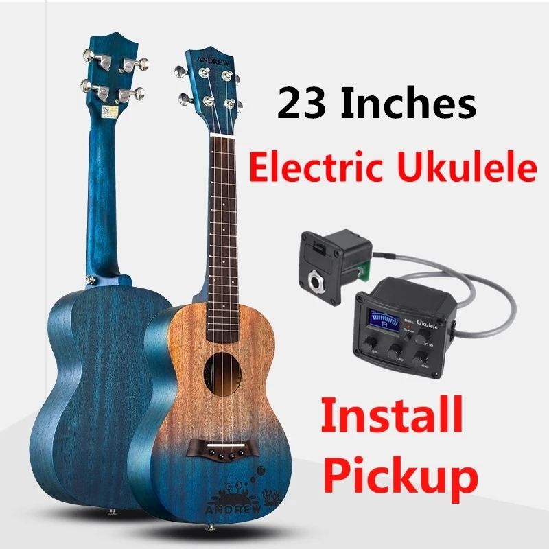 Install pickup Гавайские гитары укулеле 23 дюйм(ов) красное дерево мини акустическая электрогитара 4 строки Ukelele гитары ra установить пикап краб - Цвет: Install pickup