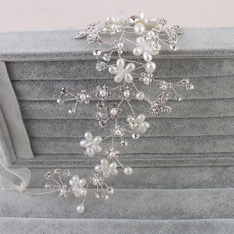 Pearl bride Headband with Korean handmade headdress high-end alloy rhinestone hoop Women jewelry wedding dress accessories | Украшения и