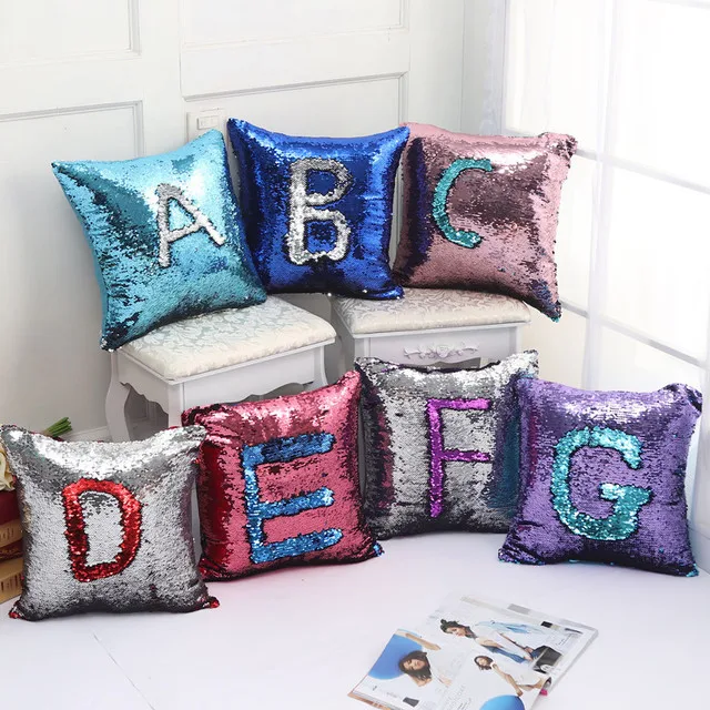 Сделай сам с пайетками Магическая Подушка Чехол 40X40cm Цвет изменение Двусторонняя
