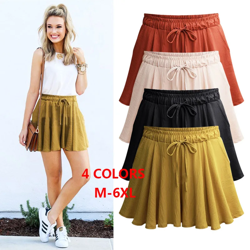 

Summer Plus Size Shorts Skrits M - 6XL 3XL 4XL 5XL High Waist Drawstring Loose Solid Casual Brand Plus Size Clothing For Women