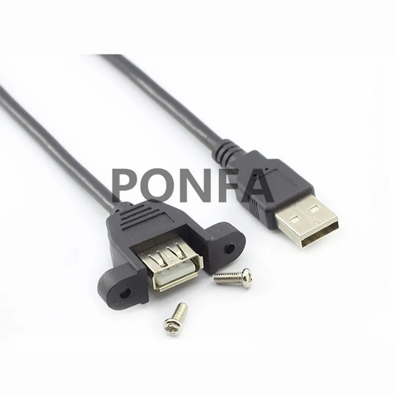 

USB 2.0 Male to Female Cable Screw lock panel Mount USB 2.0 Type A male to female extension Data power charge cable Cord Adapter