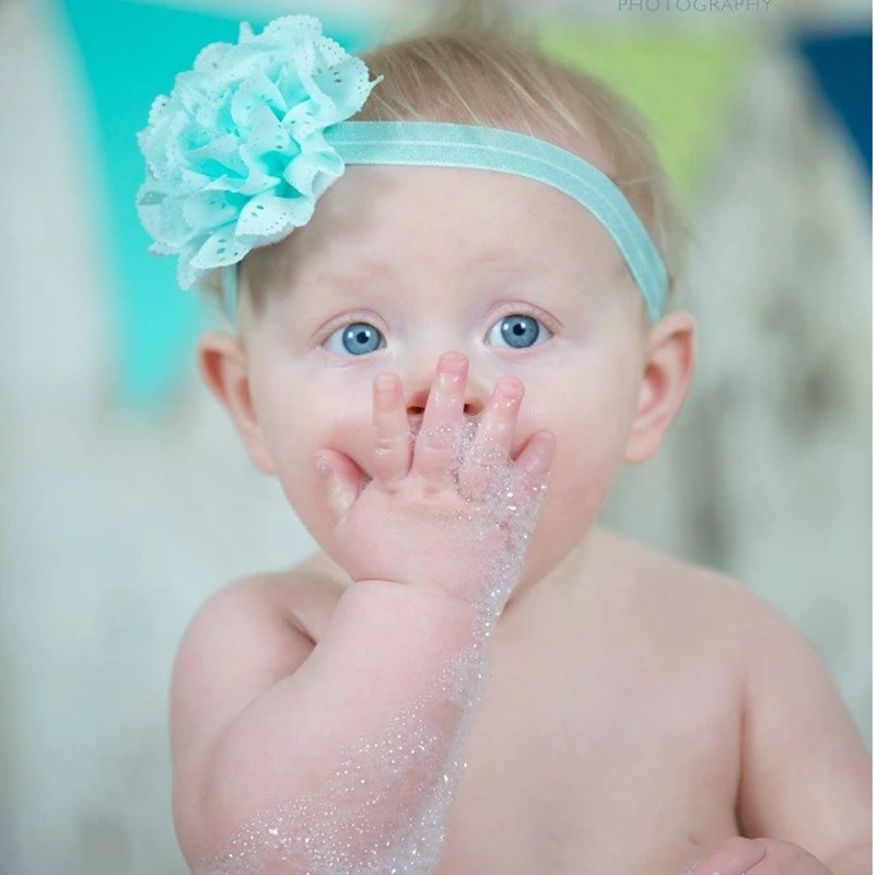 Детские вечерние повязки на голову разноцветные Сетчатые эластичные с цветком