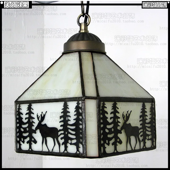 American Village Stained Glass Suspended Luminaire 110-240v Chain Pendant Light Restaurant Bar Corridor Bedroom Decorative | Лампы и