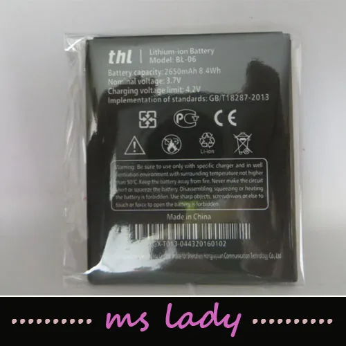 2650 mAh Original New BL-06 BL06 2650mAh Compatible Large Battery for THL T6 Pro T6S Free ship + Tracking code
