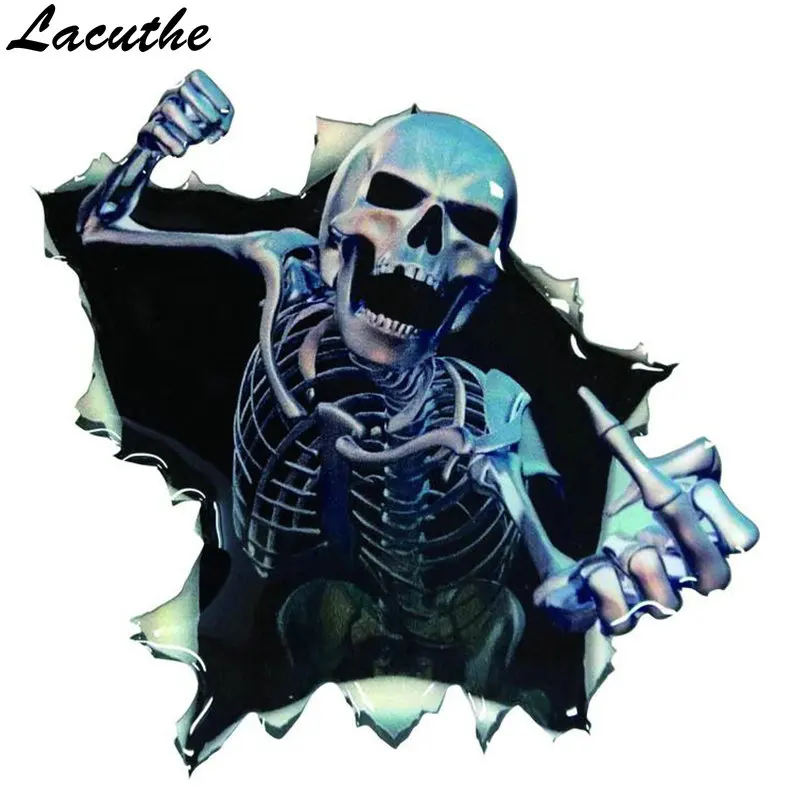 Lacuthe Car Vinyl Skull Skeleton Stickers Truck Window Wrap Decals Motorcycle Helmet Funny Sticker Styling Badge | Автомобили и