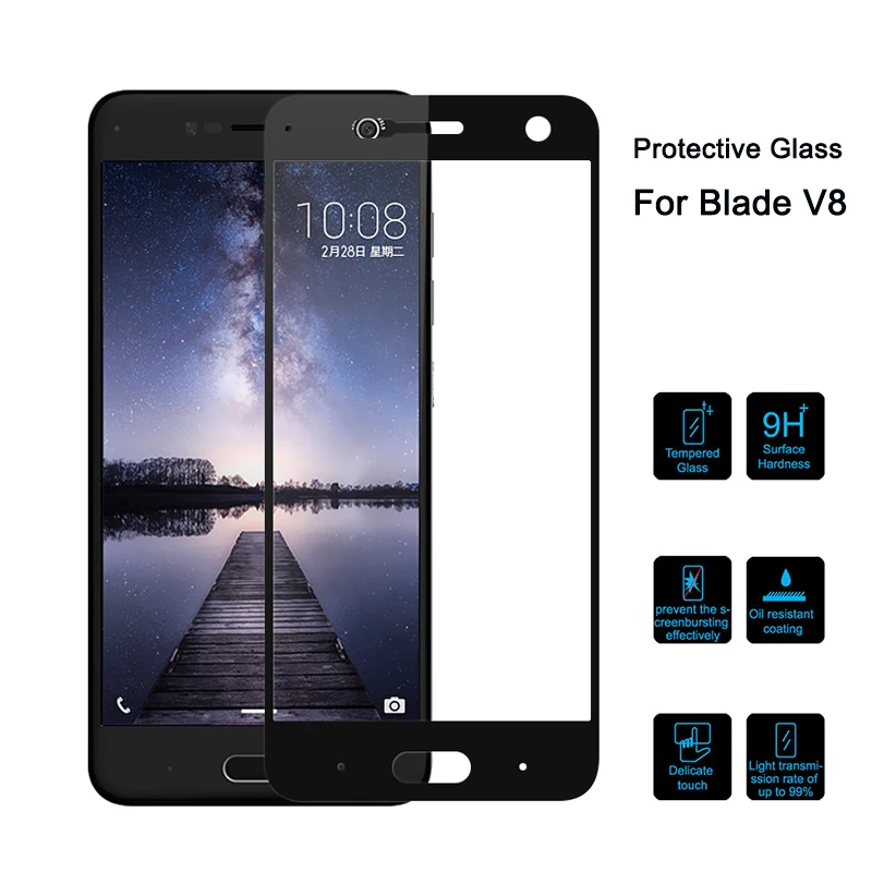 Защитное стекло с полным покрытием для ZTE Blade V8 закаленное blade v8 bv0800 v0800