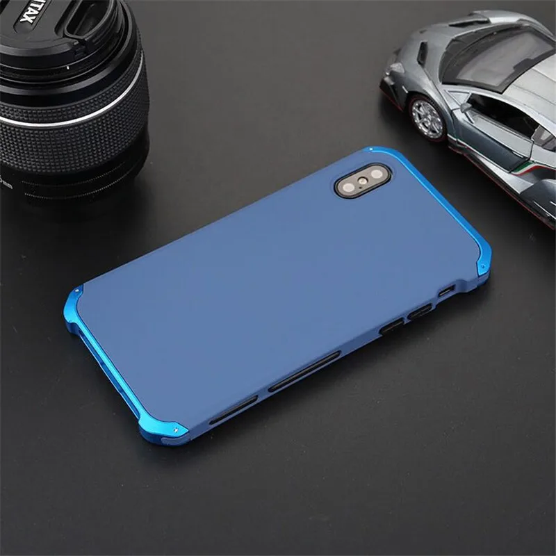 All Blue R-JUST роскошный бронежилет металлический алюминий+ сверхмощный защитный чехол для телефона чехол для Apple IPhone X 8 6 6 S 7 Plus 5 5S SE - Цвет: All Blue