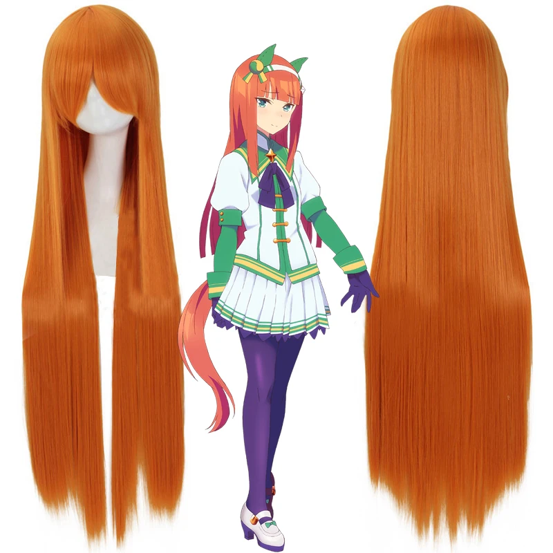 Uma Musume Pretty Derby косплей парик 02 Silence Suzuka Orange 100 см длинные прямые синтетические
