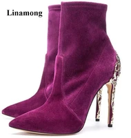 2022 trendy over ankle unique decoration solid color thin heels simple versatile soft and comfortable high heels boots