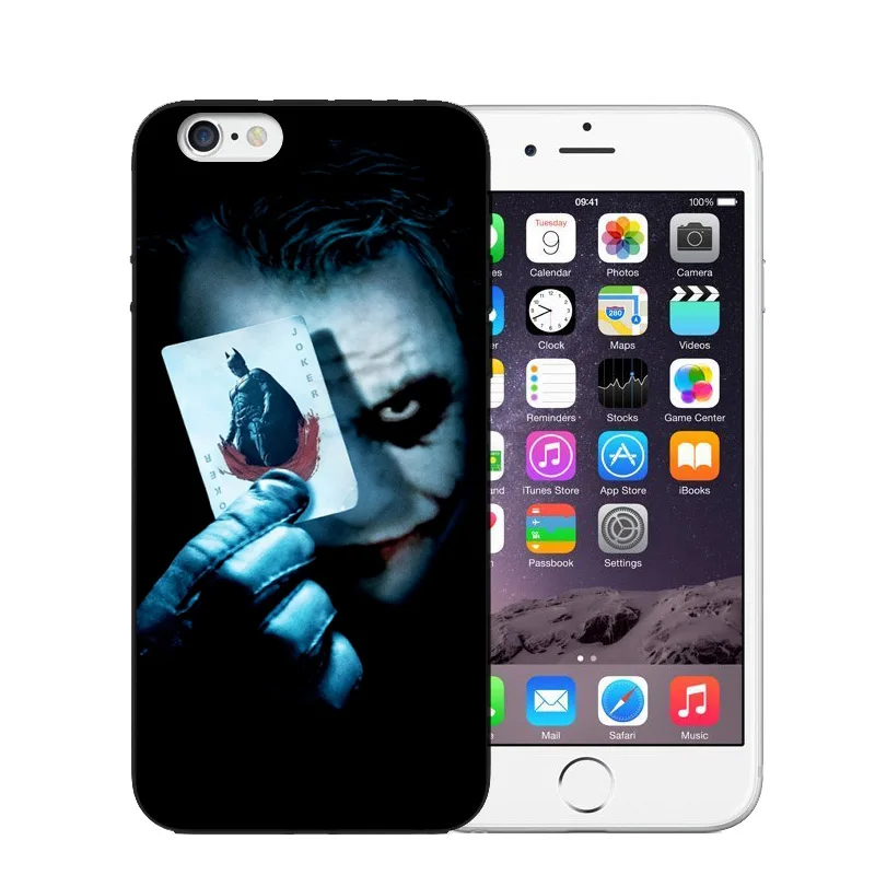 Мягкие чехлы с рисунком Джокера Бэтмена черного и белого цвета для iPhone X 8 8Plus 7 6 6S