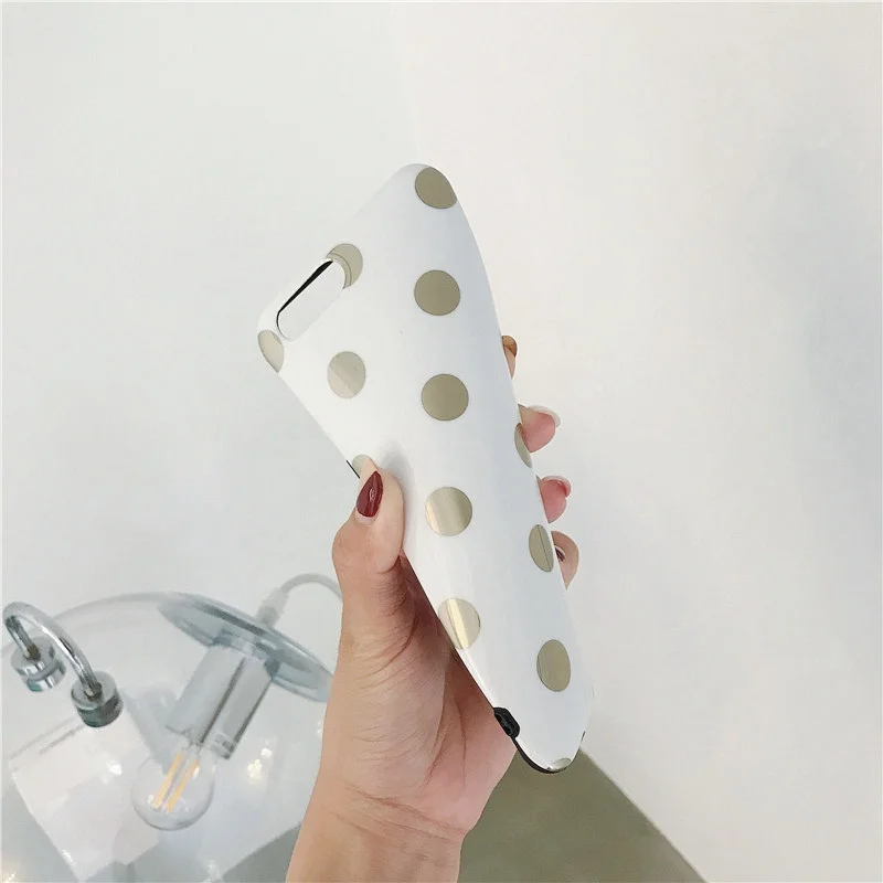 Luxury Gold Plating Polka Dot Case For iPhone 8 6 6S 7 Plus TPU Fashion for XS MAX XR X iPhone11 Pro Soft Back Cover |