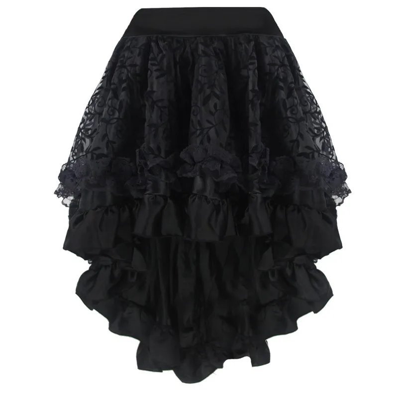 

Steampunk Gothic Vintage Skirt Lace Floral Elastic Waist Corset Skirt Wedding Party Asymmetrical Petticoat