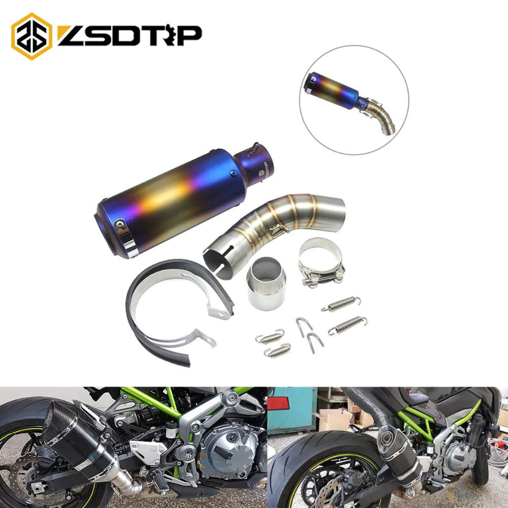 

ZSDTRP Z900 51mm Motorcycle Exhaust Muffler Middle Link Pipe Accessories For Kawasaki Z900 2017 2018 Slip-on Racings part