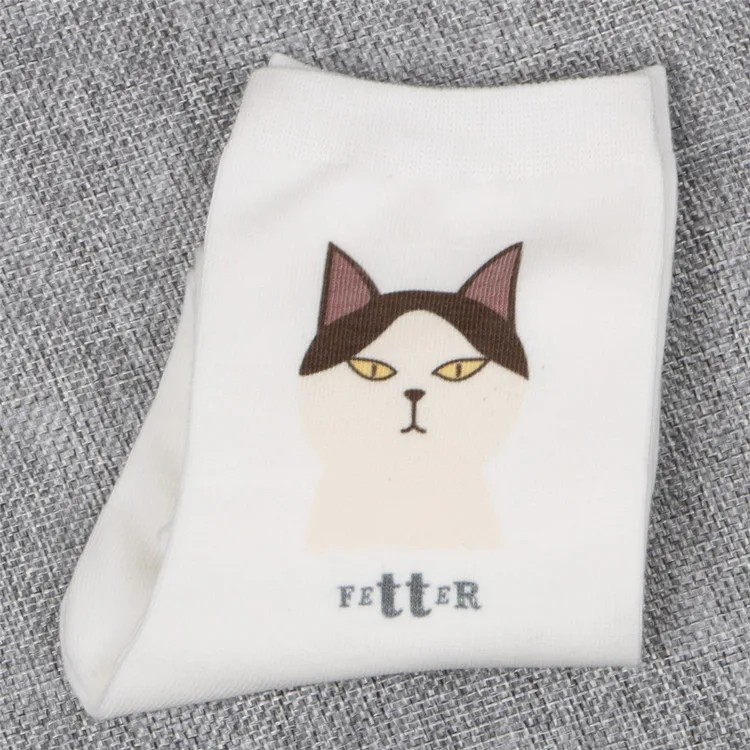Для любителей кошек супер милые хлопковые носки белые удобные до лодыжки Kawaii