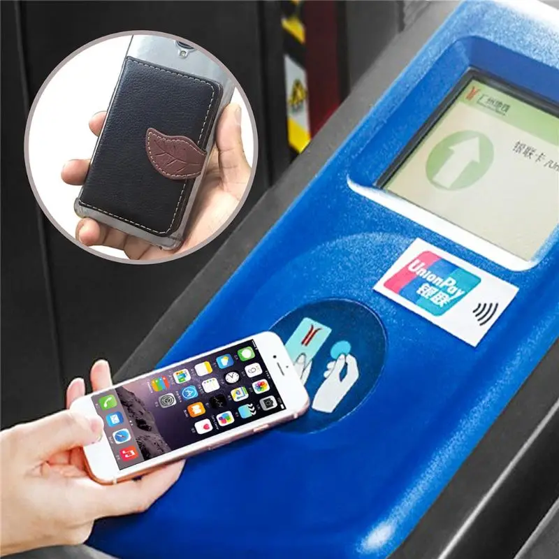 

Women Men PU leather Phone Wallet Case Embossed Leaf Credit Card Holder Pocket Stick Adhesive Fashion Mobile Phone Card Holder