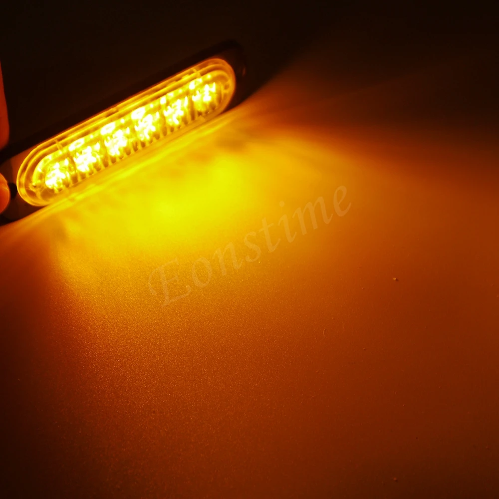Eonstime 6W 12 V/24 V автомобиль 6Led Строб Предупреждение светильник с тактовой мерцающей светильник бар грузовик контрольная лампа Янтарный/Желтый Красный сине-белые