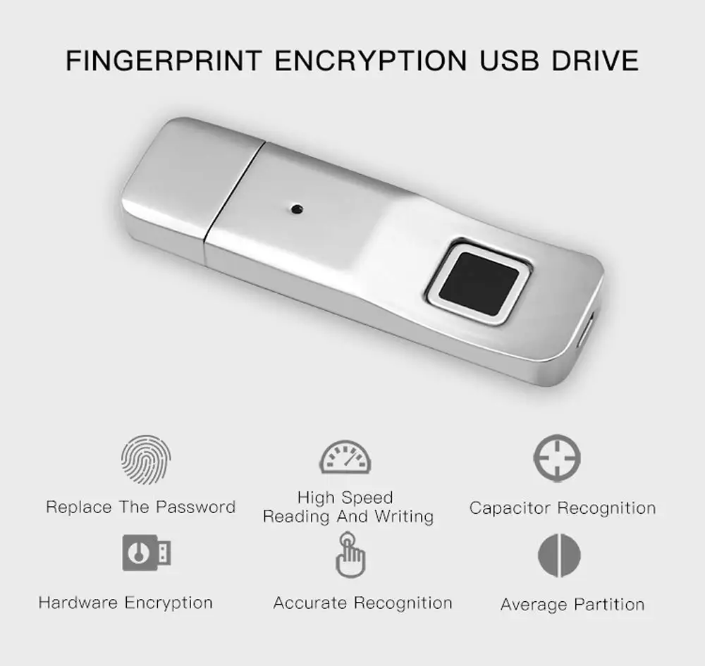 Usb флеш-накопитель с отпечатком пальца 3,0 Флешка 32 Гб металлический биометрический считыватель отпечатков пальцев usb память ПК шифрование