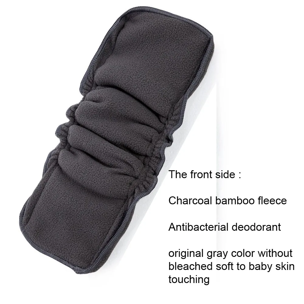 

(10pcs A Pack) Bamboo Charcoal Diaper Inserts With Gussets Five Layers Thicker Bmboo Carbon Liners Day and Night Free Shipping