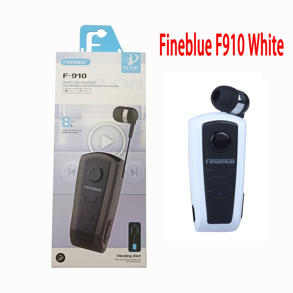 Original box White Fineblue F910 Мини Портативный беспроводной Bluetooth наушники гарнитура в ухо вибрирующее оповещение носить клип Hands Free для телефона - Цвет: Original box White