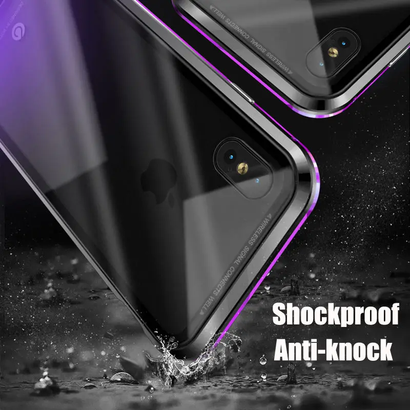 Магнитный адсорбционный металлический бампер, чехол для iPhone X 8 7 Plus с задней стеклянной крышкой Встроенные магниты Рамка для iPhone X бампер 7 8