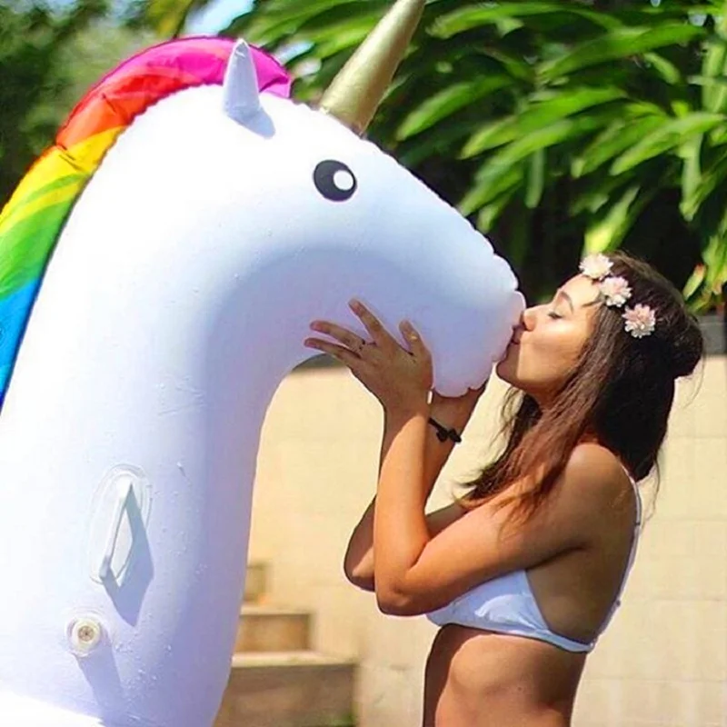 200 см гигантский Радужный пони надувной бассейн кровать плавательный бассейн поплавок для взрослых детей Вода Праздник Вечеринка Лето Открытый игрушки