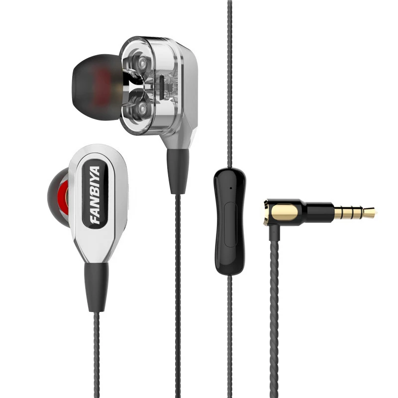 Наушники Bass In Ear с двойным приводом стерео проводные наушники микрофоном 3 5 мм