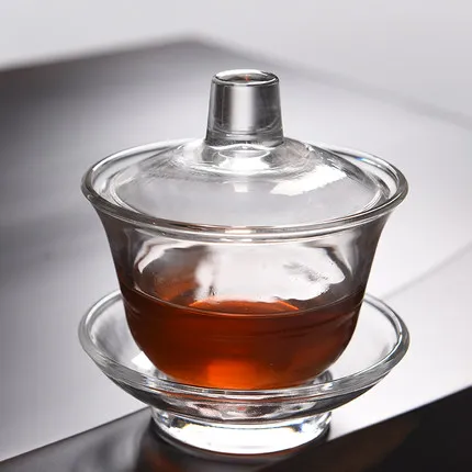 Стеклянная супница gaiwan, 100 мл/130 мл/150 мл, силиконовая чашка с высоким бором, чашка с крышкой, блюдце, Набор чашек, китайская супница, чайные сервизы - Цвет: Pattern A