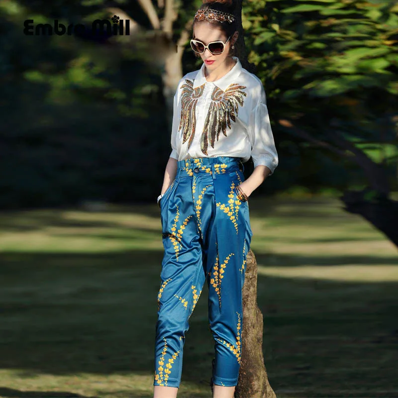 Женский комплект из двух предметов Новое поступление подиумная белая рубашка с