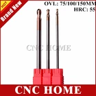 Концевая фреза hrc55, твердосплавная двухзубчатая сферическая насадка, 3 мм, 6 мм, 12 мм, r4, для деревообработки, фреза с длинным радиусом, 1 шт.