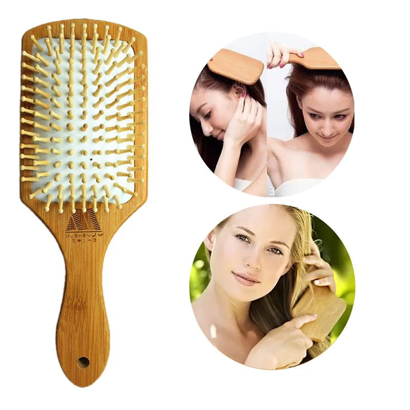 

Hot Sale Wooden Bamboo Hair Vent Brush Brushes Hair Care and Beauty SPA Massager Massage Comb Hairbrush Escova de Cabelo