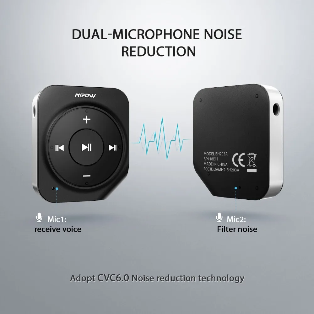Mpow Bluetooth приемник Bluetooth 4,1 автомобильный адаптер портативный автомобильный комплект CVC 6,0 Шумоподавление для дома/автомобиля звуковая система