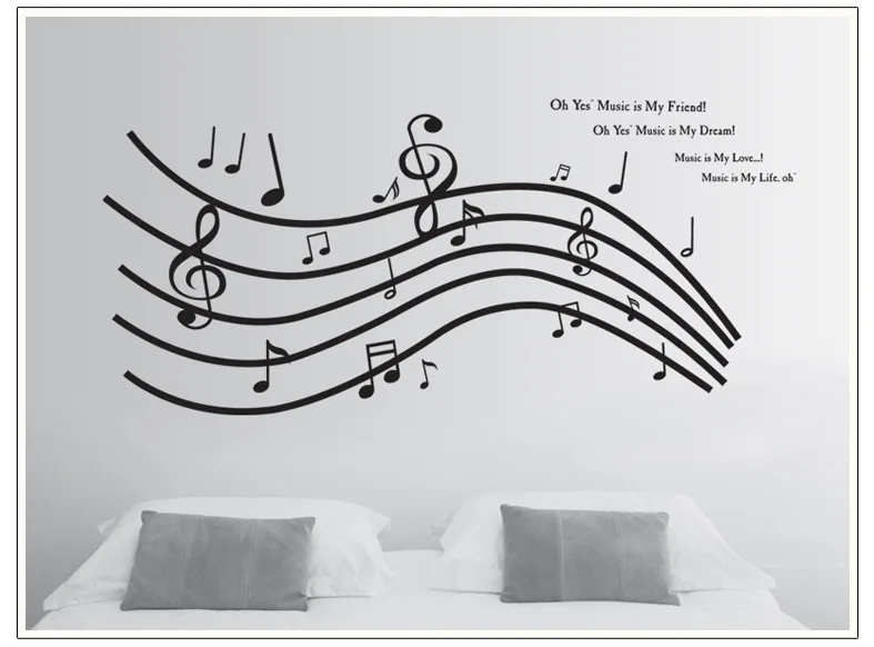 Green waterproof furniture creative home decoration removable wall stickers black stave notes 60 * 90CM PVC | Дом и сад