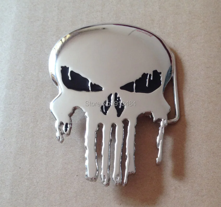 

Silver Punisher belt buckle with pewter finish JF-B1076 suitable for 4cm wideth belt with continous stock free shipping