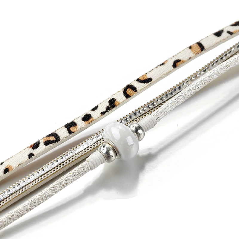 ALLYES леопардовый узор Очаровательные кожаные браслеты для женщин Ретро Бохо