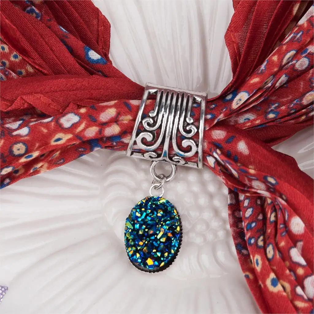 Серия Druzy, древнее серебро, Ретро стиль, ручка для шарфа, серебро, синий, матовое, Круглый, смола, патч, подвеска, ручка для женщин, ювелирное изделие, подарок, новинка