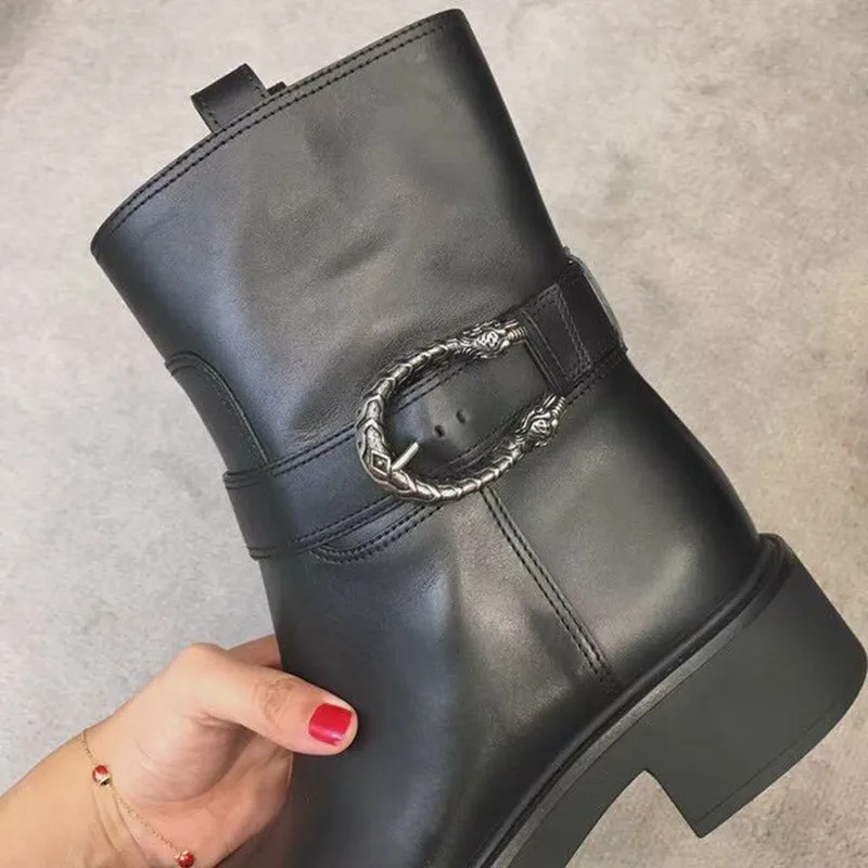 Мягкая Натуральная Кожа Женщин Сапоги 2016 Горячей Продажи Квадратных Каблуках