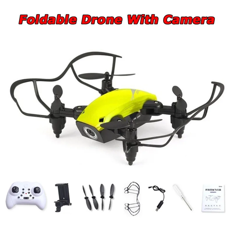 Yellow With Camera S9 S9W S9HW складной Радиоуправляемый мини Дрон вертолет с HD камерой удержание высоты Wifi FPV FSWB Карманный Дрон с подарками - Цвет: Yellow With Camera